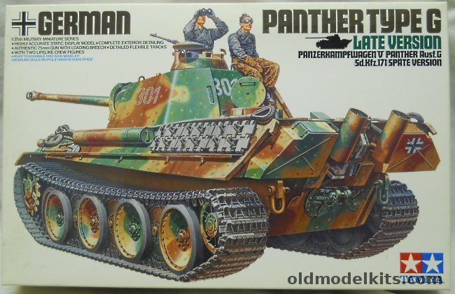 Tamiya 1/35 Panther Type G - Late Version Sd.Kfz.171 Panther V Ausf. G Tank, 35176 plastic model kit